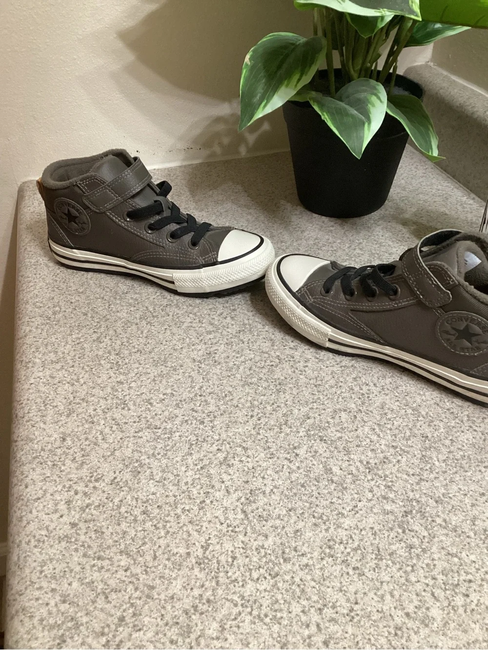 Converse Kids Gray High-Top Sneakers with Orange Heel Tab